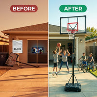 6.6 Ft. to 10 Ft. Adjustable Height Portable Basketball Hoop Goal Basketball System Basketball Equipment with Wheels — Before & After
