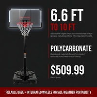 6.6 Ft. to 10 Ft. Adjustable Height Portable Basketball Hoop Goal Basketball System Basketball Equipment with Wheels — Results & Stats