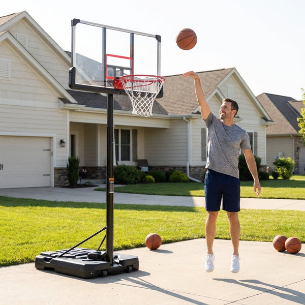 Basketball Hoop System Designed for Indoor Outdoor Use, Adjustable 6.6-10 Ft Height, Steel Frame, Wheels