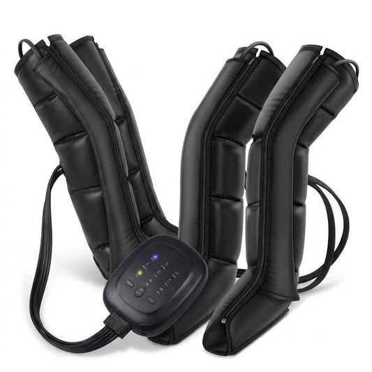 Air Compression Leg Recovery System Foot Massager for Circulation and Relaxation Calf Massage Muscle Pain Relief Device — Studio Shot