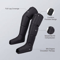 Air Compression Therapy System, Leg Massager for Pain and Circulation, Full Leg Recovery Boots Cordless Air Compression Boots, Fast Recovery Therapy for Athletes, M — infographic