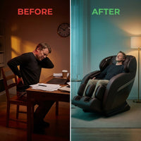 Jin Espresso Synthetic Leather SL Track Massage Chair — Before & After