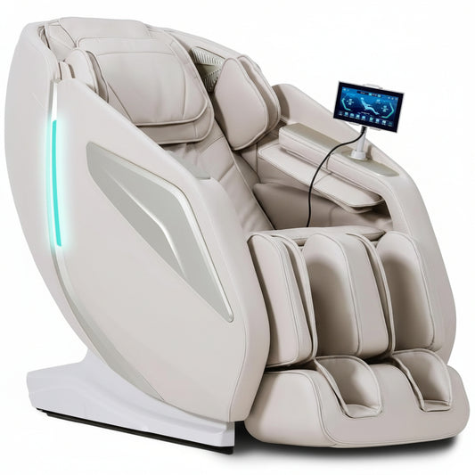 4D Massage Chair Full Body Zero Gravity Sl-Track Body Scan & Stretch, Beige | 40 Airbags, Heat & Zero Gravity Recliner - Shiatsu, Knead, Foot Rollers, Voice & App Control, 15 Auto Modes & 9 Techniques