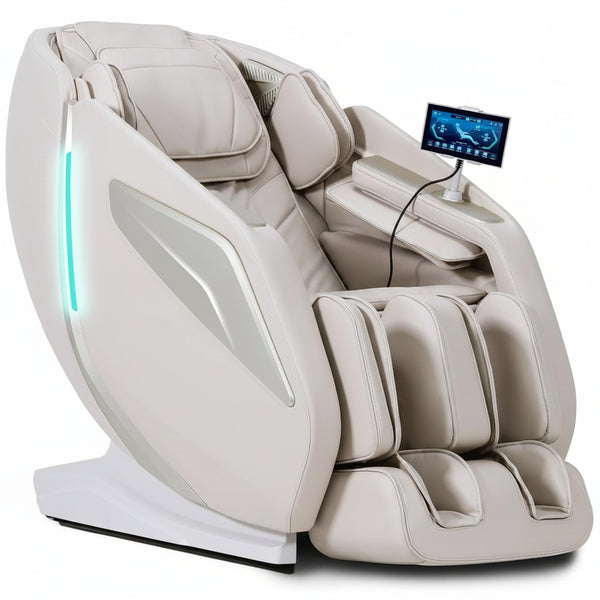 4D Massage Chair Full Body Zero Gravity Sl-Track Body Scan & Stretch, Beige | 40 Airbags, Heat & Zero Gravity Recliner - Shiatsu, Knead, Foot Rollers, Voice & App Control, 15 Auto Modes & 9 Techniques